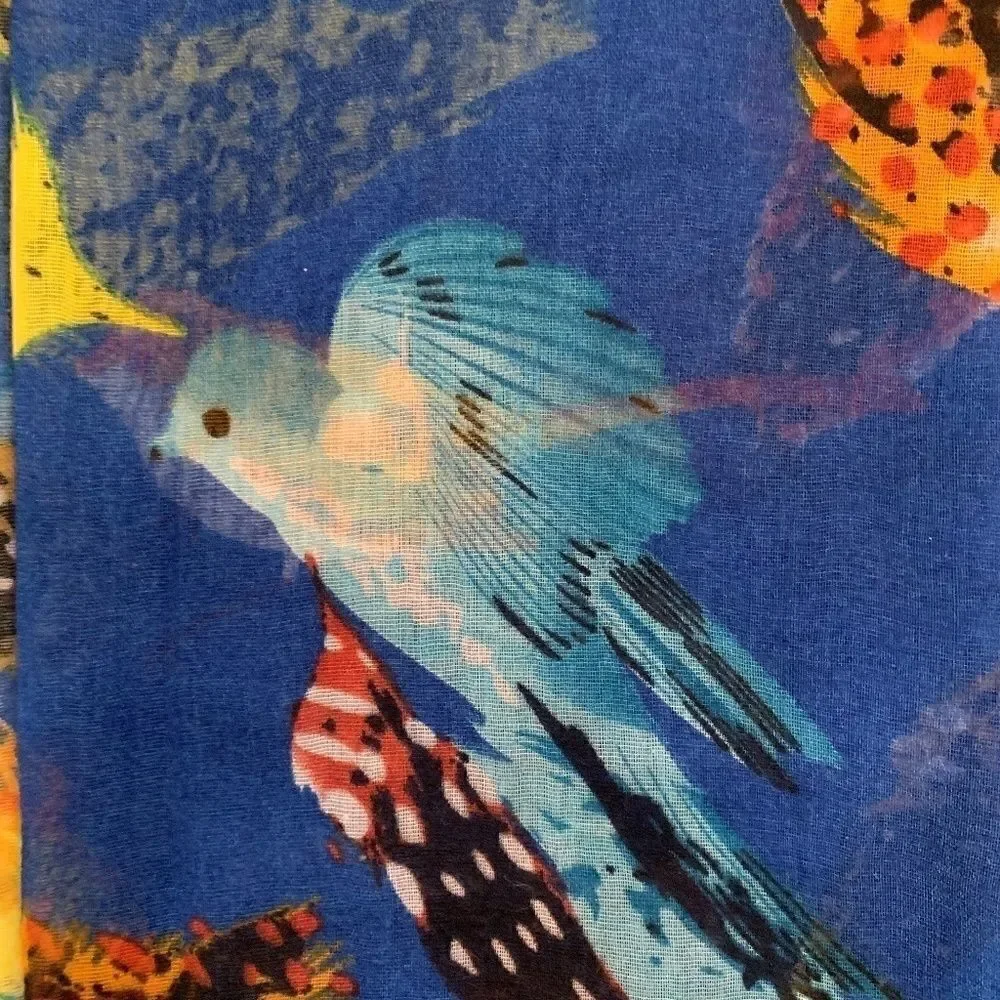 ‎Blue bird print scarf/wrap/sarong - OS